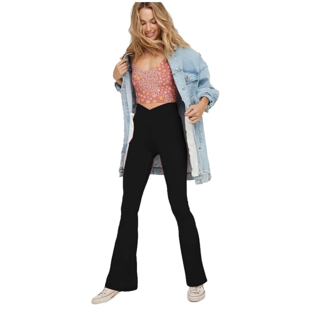 TOPYOGAS Women's Casual Bootleg Yoga Pants V Crossover High Waisted